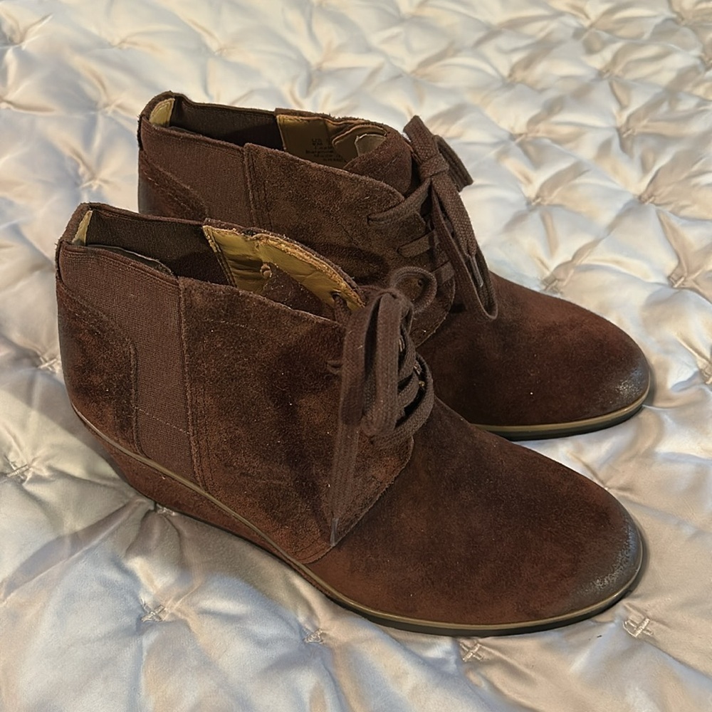 FrancoSarto Suede wedge Ankle Boots NEW - Picture 1 of 5